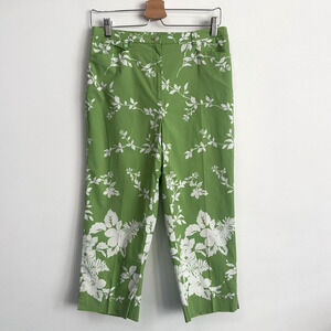 Lauren Ralph Lauren Pants Womens 8 Green White Floral Crop Spring Designer 30x20